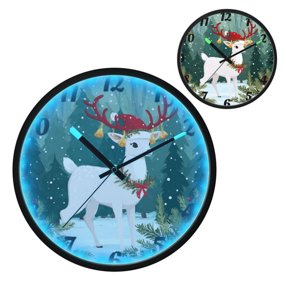 Iauyy Vintage Battery Sunrise Clock Wall Clock 12 inch Fashion Bedroom/Biathroom Lighted Wall Clock for Kitchen Clocks Hare's Red Hat