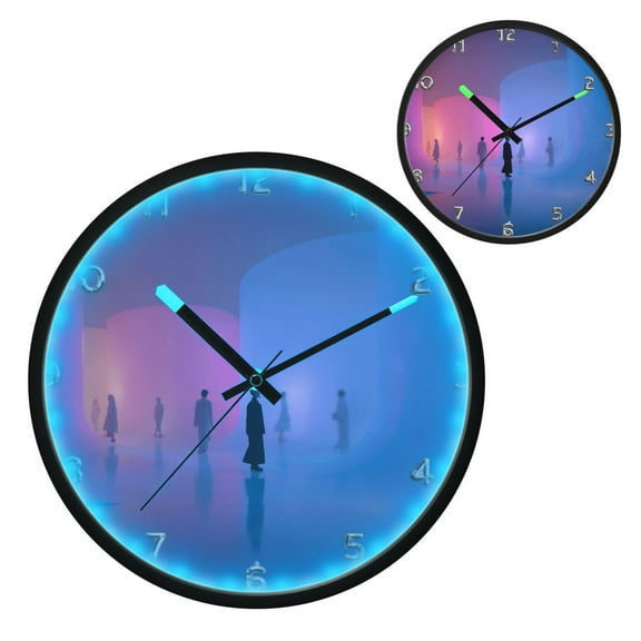 Iauyy Vintage Battery Sunrise Clock Wall Clock 12 inch Fashion Bedroom/Biathroom Lighted Wall Clock for Kitchen Clocks Immersive Space