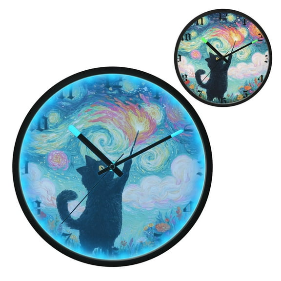 Iauyy Vintage Battery Sunrise Clock Wall Clock 12 inch Fashion Bedroom/Biathroom Lighted Wall Clock for Kitchen Clocks Rainbow Magic