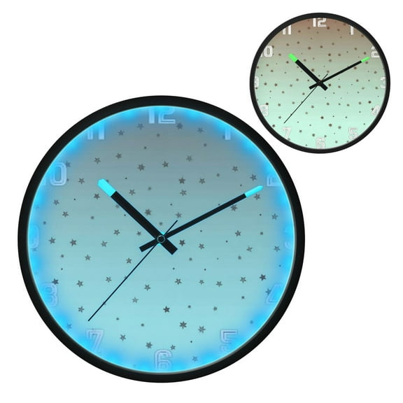 Iauyy Vintage Battery Sunrise Clock Wall Clock 12 inch Fashion Bedroom/Biathroom Lighted Wall Clock for Kitchen Clocks Simple and Adorable