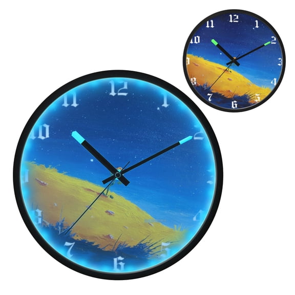 Iauyy Vintage Battery Sunrise Clock Wall Clock 12 inch Fashion Bedroom/Biathroom Lighted Wall Clock for Kitchen Clocks The Azure Sky