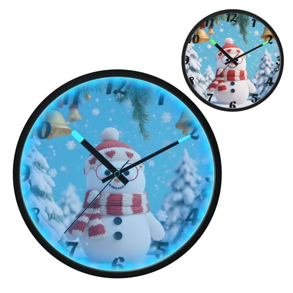 Iauyy Vintage Battery Sunrise Clock Wall Clock 12 inch Fashion Bedroom/Biathroom Lighted Wall Clock for Kitchen Clocks Trees Are Covered with Snow