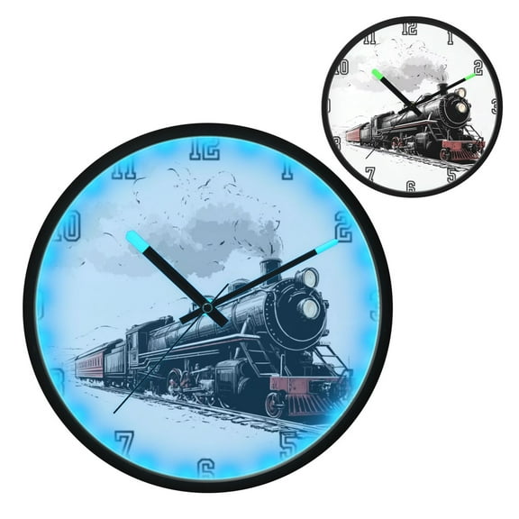 Iauyy Vintage Battery Sunrise Clock Wall Clock 12 inch Fashion Bedroom/Biathroom Lighted Wall Clock for Kitchen Clocks White Smoke