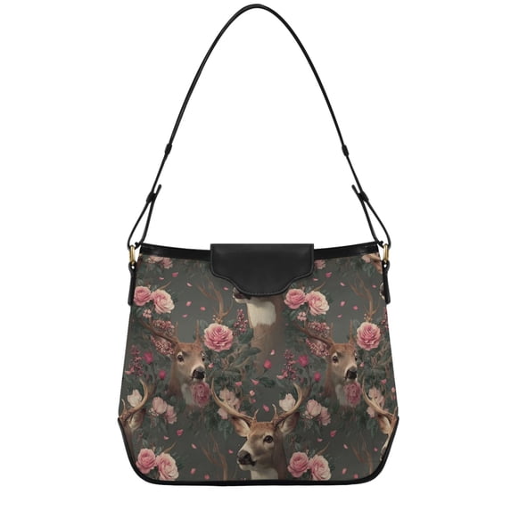Iauyy Women's Handbag Removable Shoulder Satchel Bag-Polyester and PU leather ,Beautiful Deer