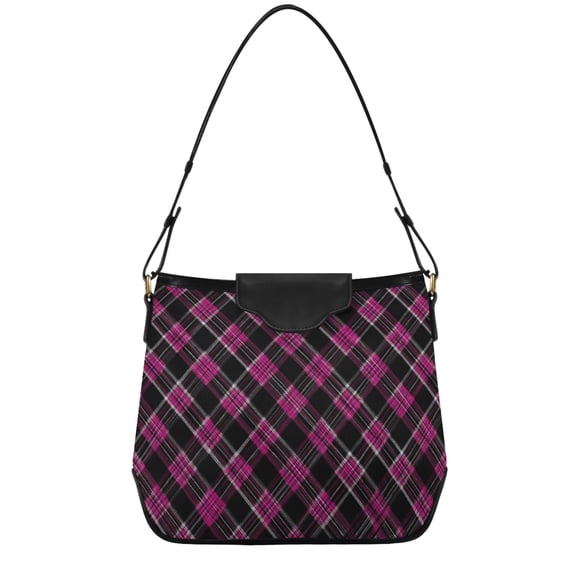 Iauyy Women's Handbag Removable Shoulder Satchel Bag-Polyester and PU leather ,Checkered Pattern