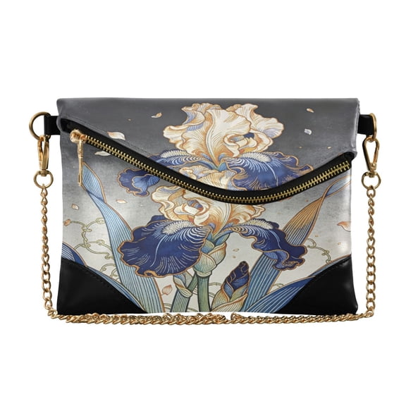 Iauyy Women's Leather Clutch Handbags- Removable Shoulder Straps Leather Crossbody Bag(2-in-1), Phalaenopsis