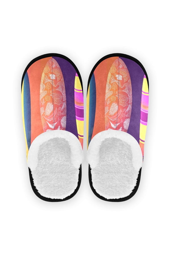 Women's Men's Slippers, Non-Slip Travel Unisex Cotton Flannel House Shoes or Spa Slippers ,A Highly Polished Surfboard
