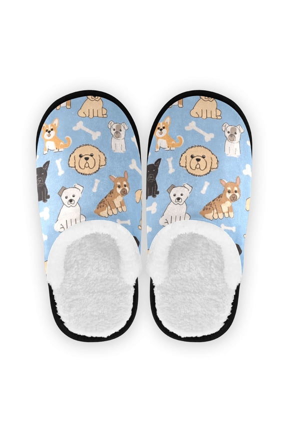 Women's Men's Slippers, Non-Slip Travel Unisex Cotton Flannel House Shoes or Spa Slippers ,Bone