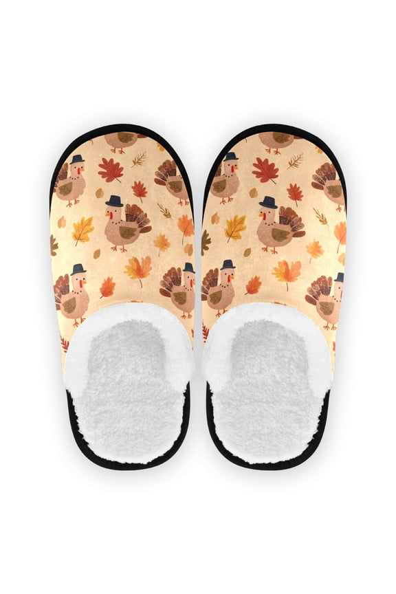 Women's Men's Slippers, Non-Slip Travel Unisex Cotton Flannel House Shoes or Spa Slippers ,Charming Turkey