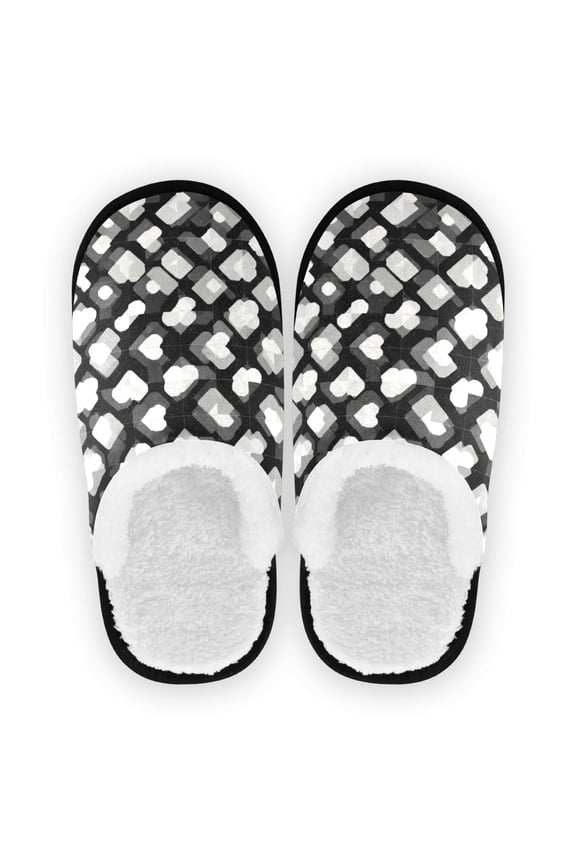 Women's Men's Slippers, Non-Slip Travel Unisex Cotton Flannel House Shoes or Spa Slippers ,Complex Design