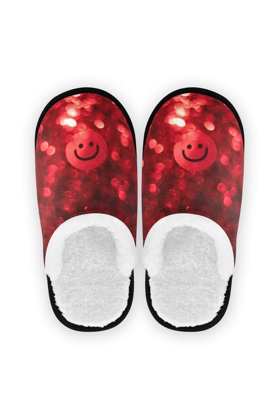 Women's Men's Slippers, Non-Slip Travel Unisex Cotton Flannel House Shoes or Spa Slippers ,Dim Lighting and Faces