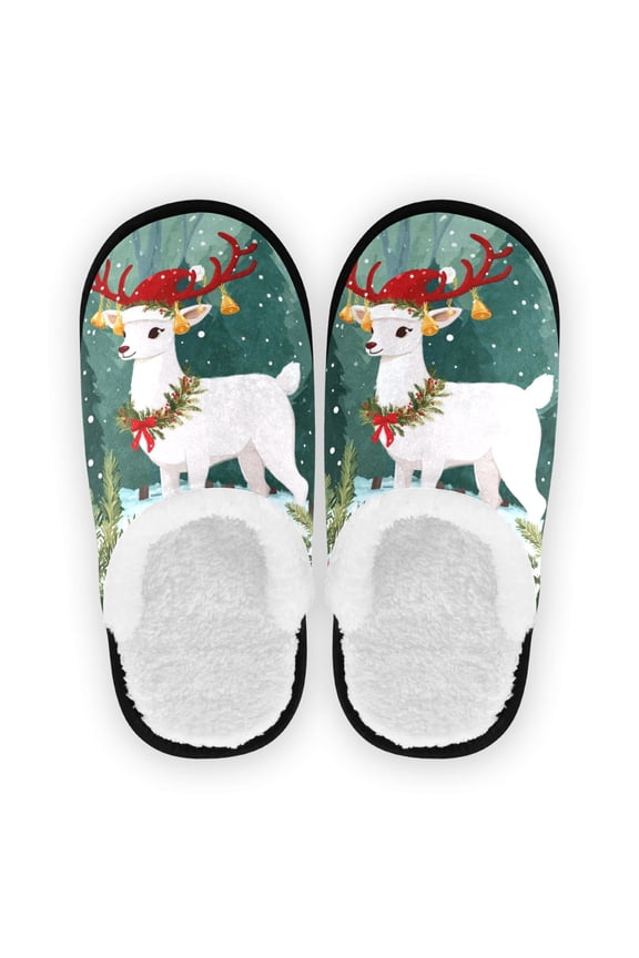 Women's Men's Slippers, Non-Slip Travel Unisex Cotton Flannel House Shoes or Spa Slippers ,Hare's Red Hat