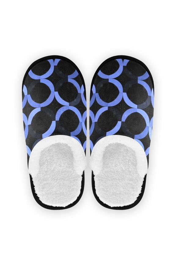 Women's Men's Slippers, Non-Slip Travel Unisex Cotton Flannel House Shoes or Spa Slippers ,Large Circle