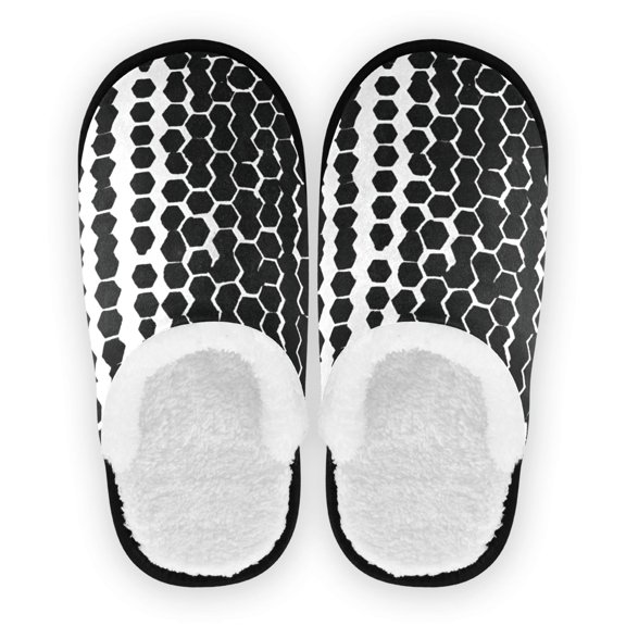 Iauyy Women's Men's Slippers, Non-Slip Travel Unisex Cotton Flannel House Shoes or Spa Slippers ,Square