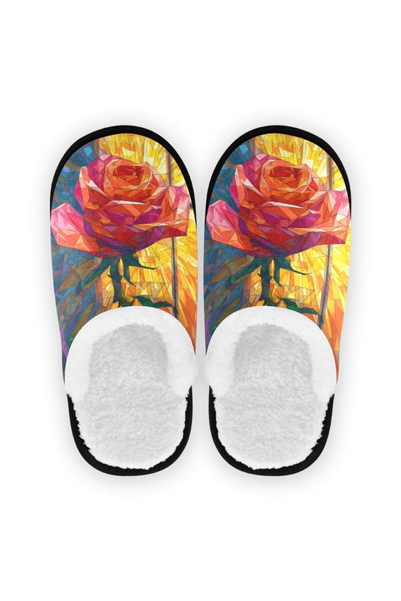 Women's Men's Slippers, Non-Slip Travel Unisex Cotton Flannel House Shoes or Spa Slippers ,Sunlight Filters Through The Window