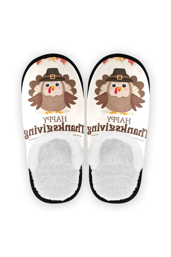 Women's Men's Slippers, Non-Slip Travel Unisex Cotton Flannel House Shoes or Spa Slippers ,Wearing A Hat