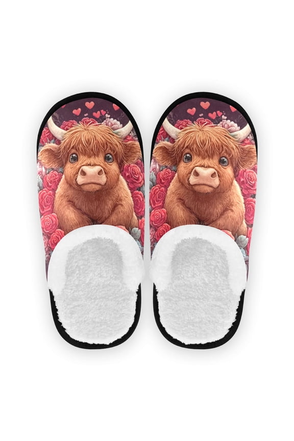 Women's Men's Slippers, Non-Slip Travel Unisex Cotton Flannel House Shoes or Spa Slippers ,Young Calf
