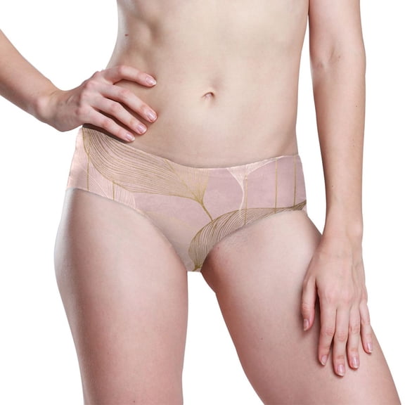 Iauyy Womens Underwear Hipster Flex Panties Dig-Free Fit Breathable Underwear for Women , Soft Golden Pink