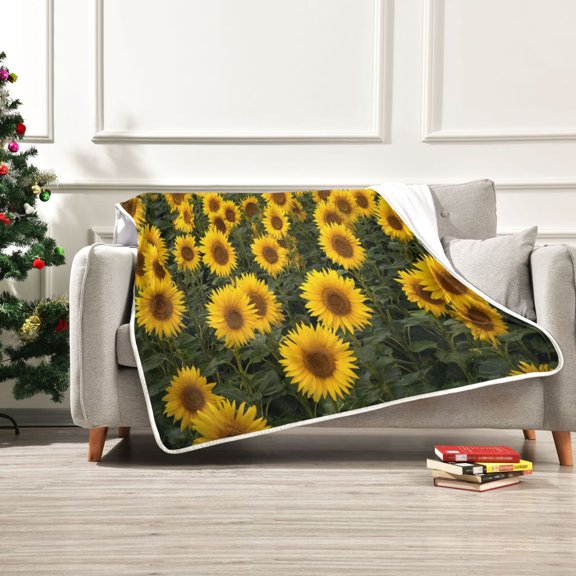 Iauyy Yellow Flower Sea Blanket ,Arctic Wool Throw Blankets All Season Bed Blanket for Couch Sofa Decoration Christmas Gifts 50x60 in
