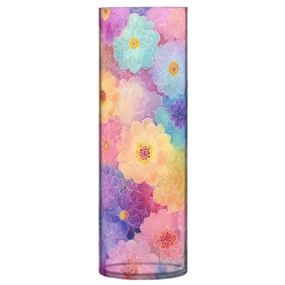 Iauyy plastic Vases Translucentfor for Flowers 11.8" ,Rainbow Flowers