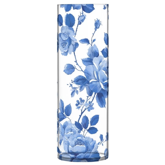 Iauyy plastic Vases Translucentfor for Flowers 11.8" ,Rose Pattern