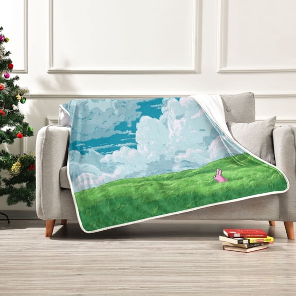 Iauyy with White Clouds Floating Blanket ,Arctic Wool Throw Blankets All Season Bed Blanket for Couch Sofa Decoration Christmas Gifts 60x80 in
