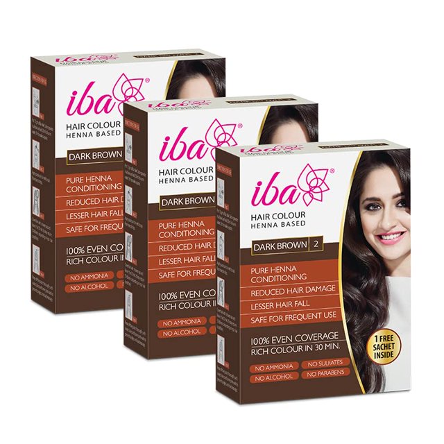 Iba Hair Colour Dark Brown, 70G (Pack Of 3) 100 Pure Henna Based