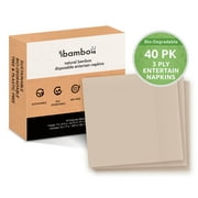 Ibambo Bamboo Entertain Paper Napkins Folded Party Napkins, 3 Ply, Light Brown, 7.5"" X 8.5"", 40 Pack