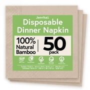 Jenvita Bamboo Everyday Disposable Napkins 2-Ply Light Brown, 50 Pack