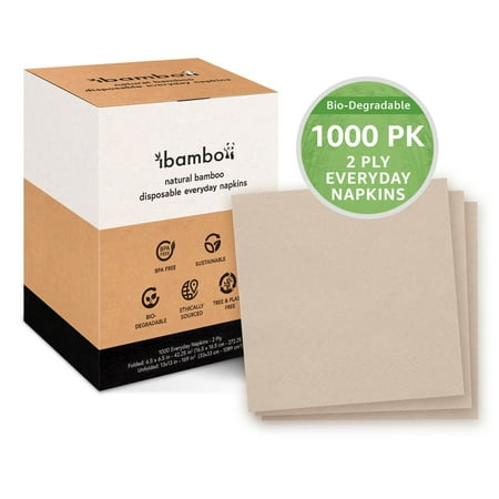 Ibambo Everyday Lunch & Dinner Paper Napkins 2 Ply Party Napkins, Light Brown, 4 Boxes of 250 (1000)