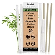 Jenvita Bamboo Straws Individually Wrapped, Drinking Straws, 50 Pack