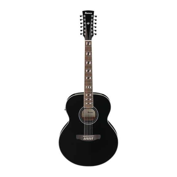 Ibanez AJ7012M1E Black High Gloss Acoustic Electric Guitar with Solid Sitka Spruce Top and Laurel Fretboard