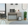 thumbnail image 1 of Ibare Two Drawer Computer Desk, One Lower Shelf Light Gray, 1 of 18