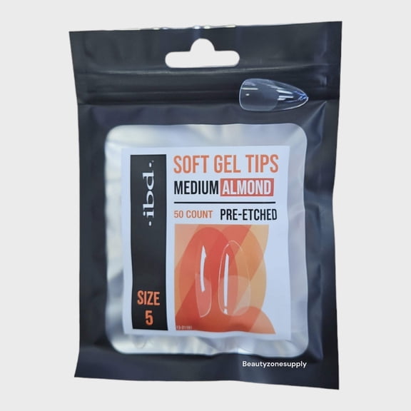 Ibd Clear Soft Gel Tips Almond Medium Refill Size 5 #37457
