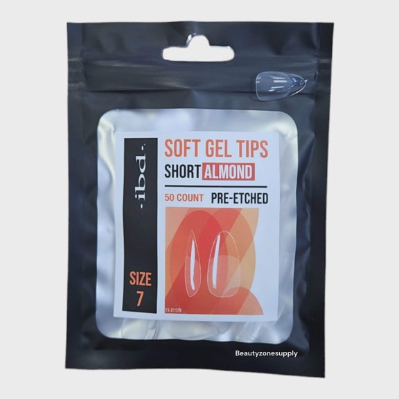 Ibd Clear Soft Gel Tips Almond Short Refill Size 7 #37455
