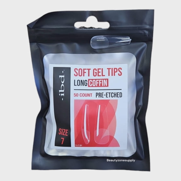 Ibd Clear Soft Gel Tips Coffin Long Refill Size 7 #37475