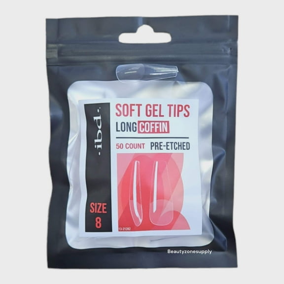 Ibd Clear Soft Gel Tips Coffin Long Refill Size 8 #37476