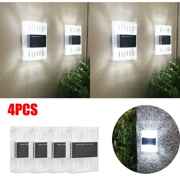 Ibear 4pcs Outdoor Solar LED Deck Wall Light Path Garden Patio Pathway Fence Lamp