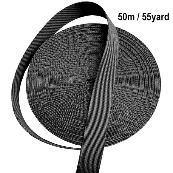 55 Yards Nylon Webbing Strap Luggage Straps, 1" Wide Heavy Duty Black Webbing Strapping for Outdoor DIY Crafts