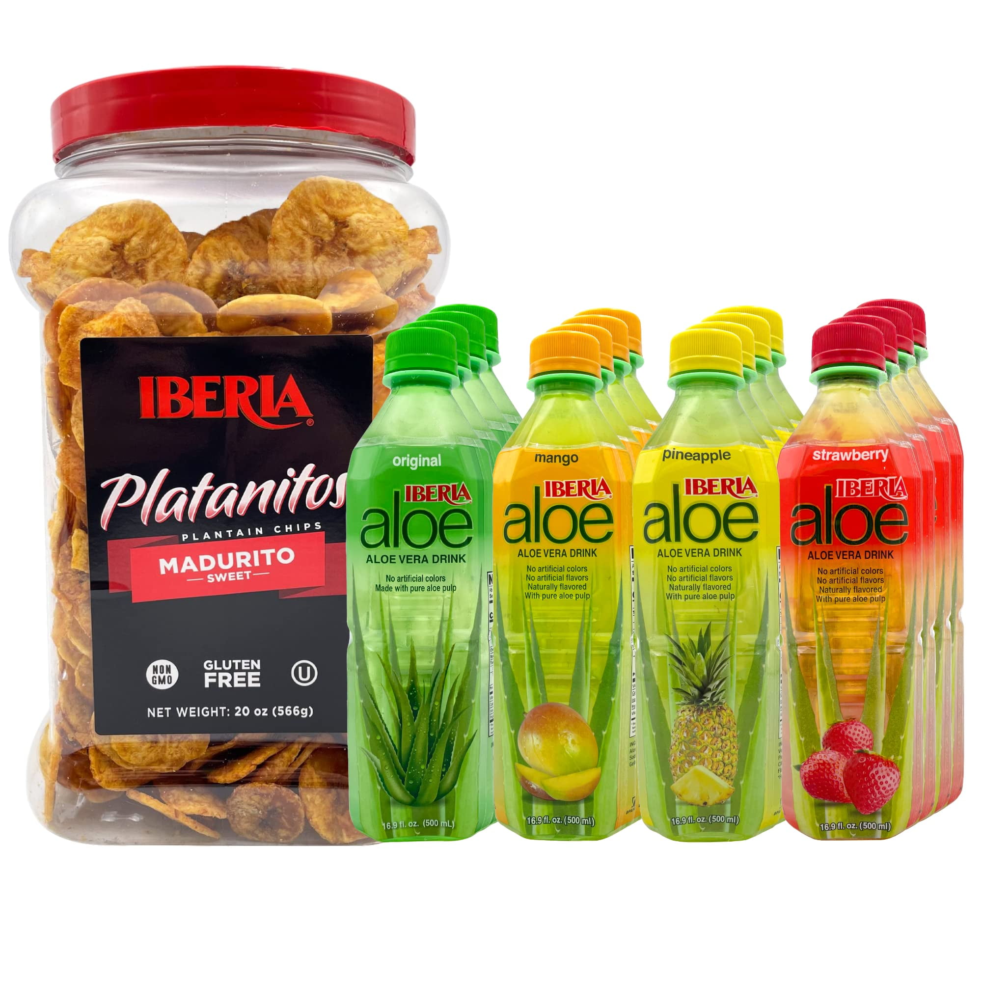 Iberia Aloe Vera Drink, Variety, (Pack Of 16) 4 X Original, 4 X Mango