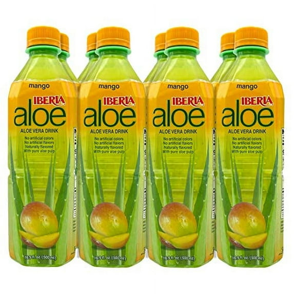 Iberia Aloe Vera Drink .. With Aloe Vera Pulp, .. Mango, 16.9 Fl Oz .. (Pack of 8)
