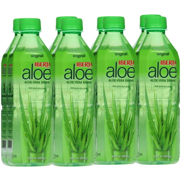 Iberia Aloe Vera Juice Drink with Pure Aloe Pulp, Original,16.9 Fl Oz (Pack of 8)