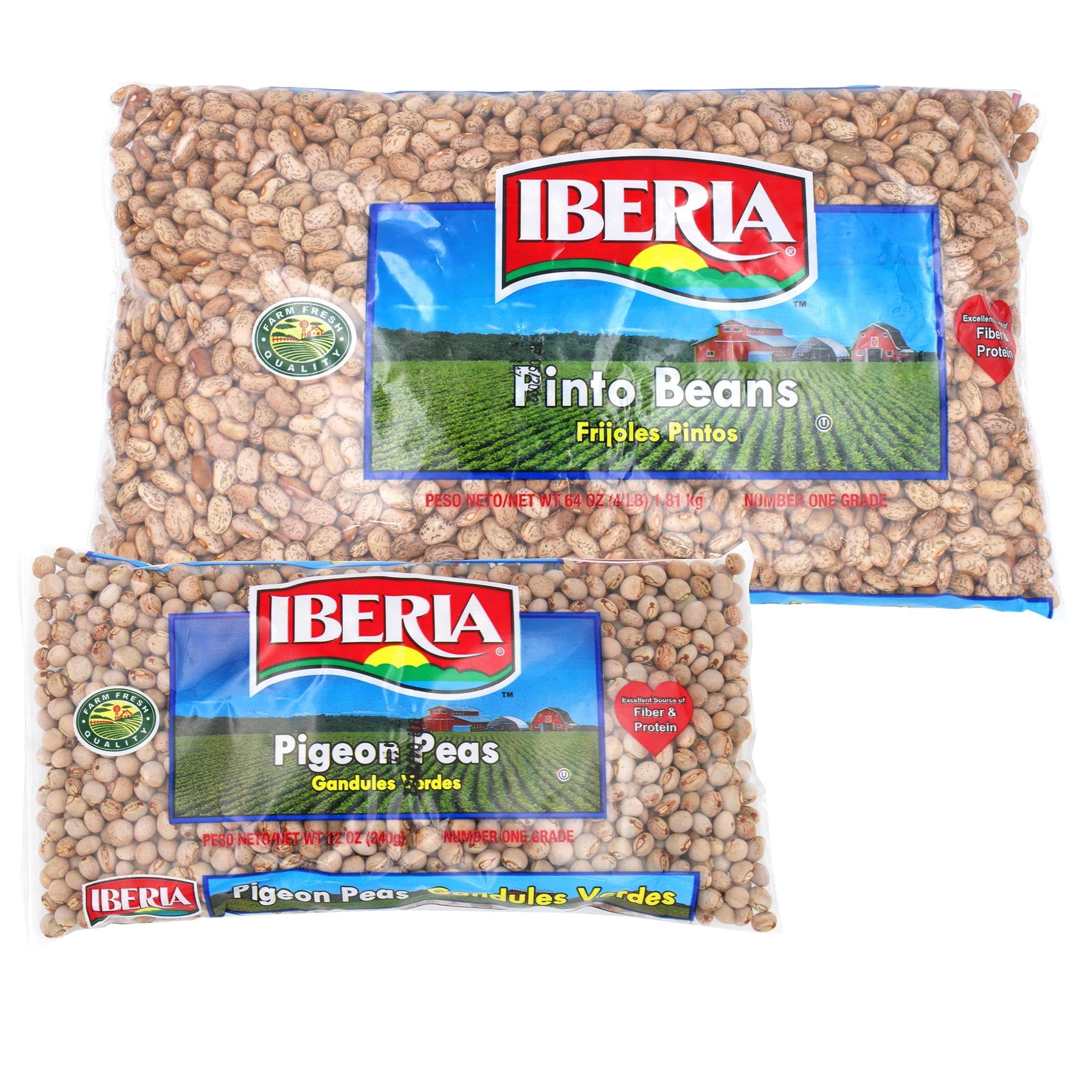 Iberia Pinto Beans 4 Lb. + Iberia Dry Pigeon Peas, 12 Oz