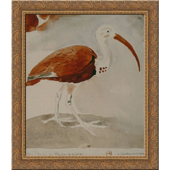 Ibis 20x20 Gold Ornate Wood Framed Canvas Art by Moreau, Gustave