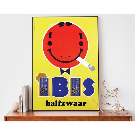 Ibis Halfzwaar Vintage Wall Art Print, Dutch Advertising Decor