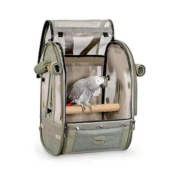 Ibiyaya FC2296-M Track Pack, Backpack Bird Travel Carrier with Perch - Jungle Green - Medium