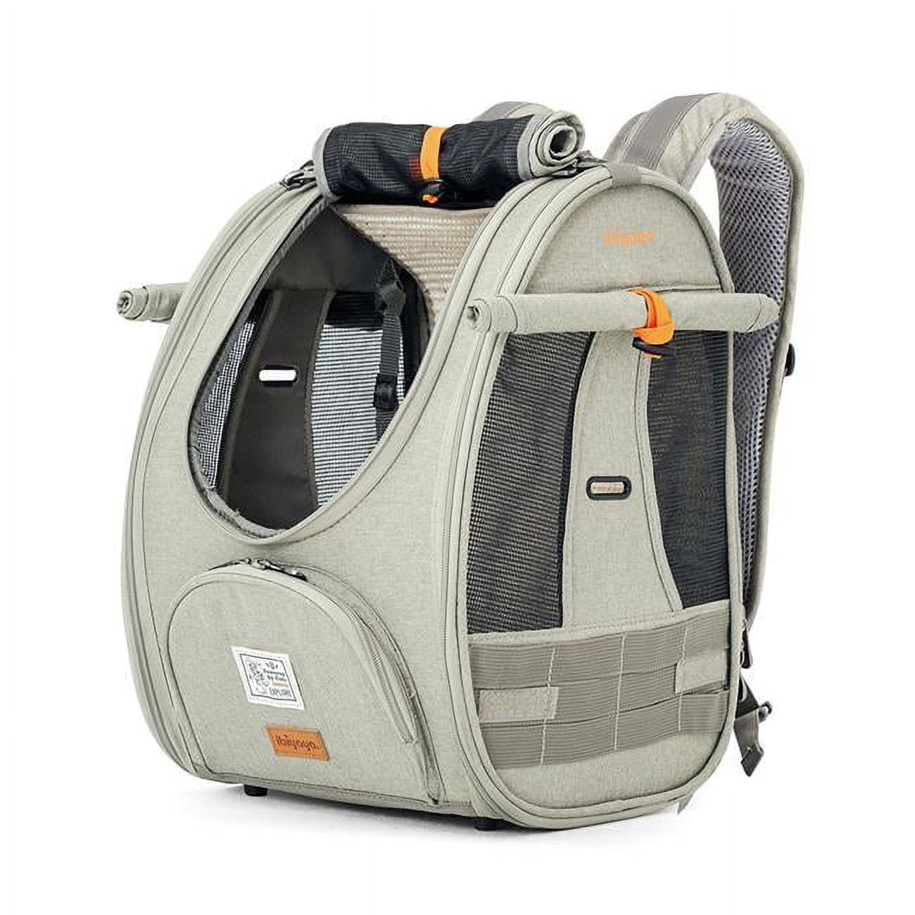 Ibiyaya FC2297-G Adventure Cat Carrier Backpack with Window, Airline Approved Cat Bag for Hiking & Travel, Gray - Large