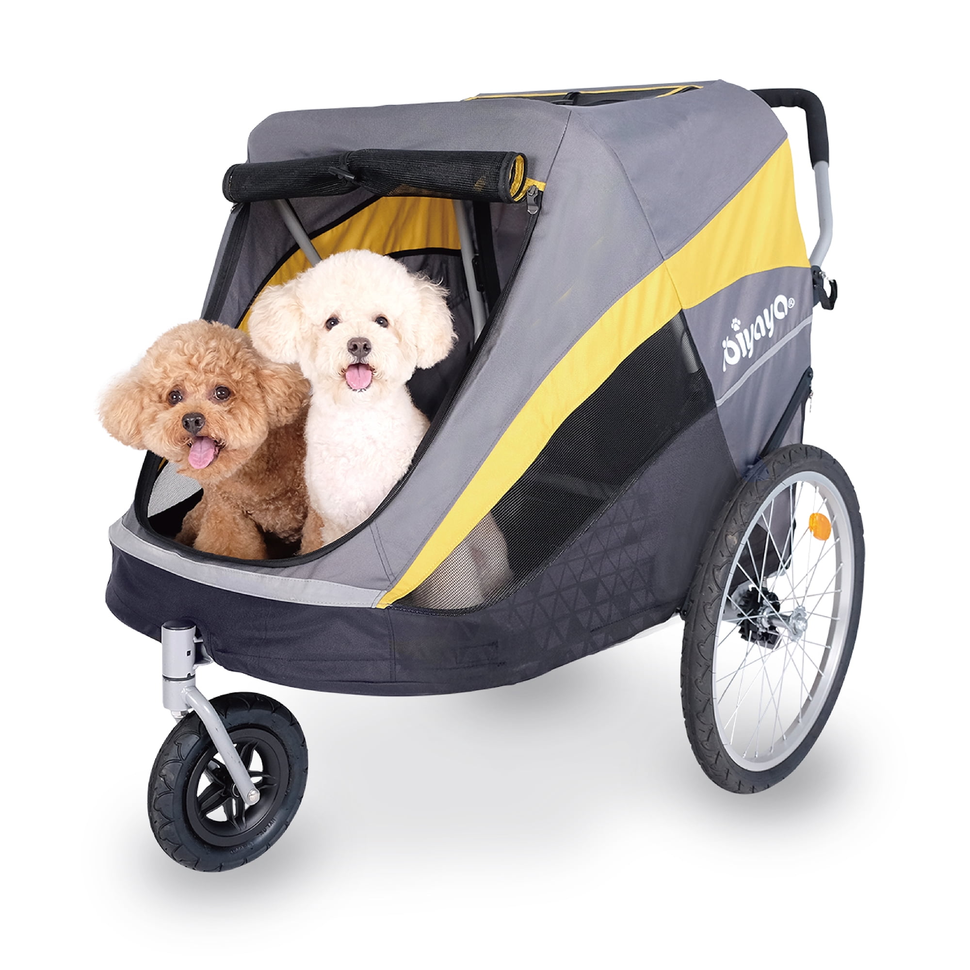 Hercules Gray and Yellow Heavy-Duty Dog Stroller-Bike Trailer