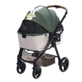 thumbnail image 1 of Ibiyaya  Retro Luxe 4-Wheel Luxury Dog-Cat Stroller with Two Openings, Foldable Pet Pram, Soft Sage - Medium, 1 of 9