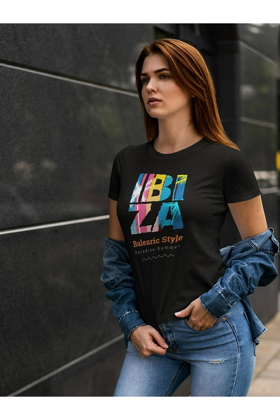 Ibiza Balearic Style Summer T-Shirt Women -Image by Shutterstock, Female Small